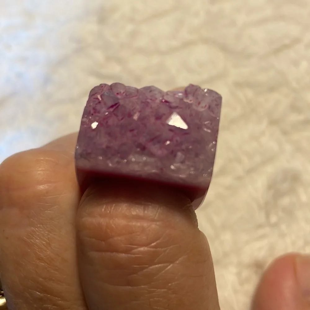 Natural Druzy Graduated Striations Ombré Ring
